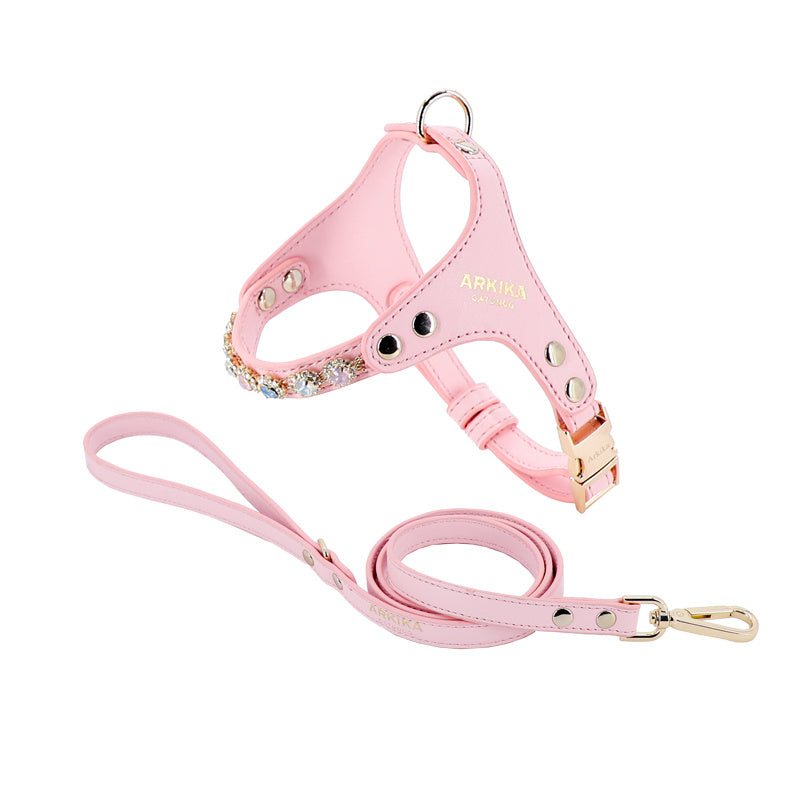Pet Rhinestone PU Leather Adjustable Leash