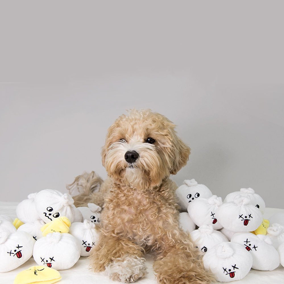 Dumpling Baozi Squeak Chew Dog Toy
