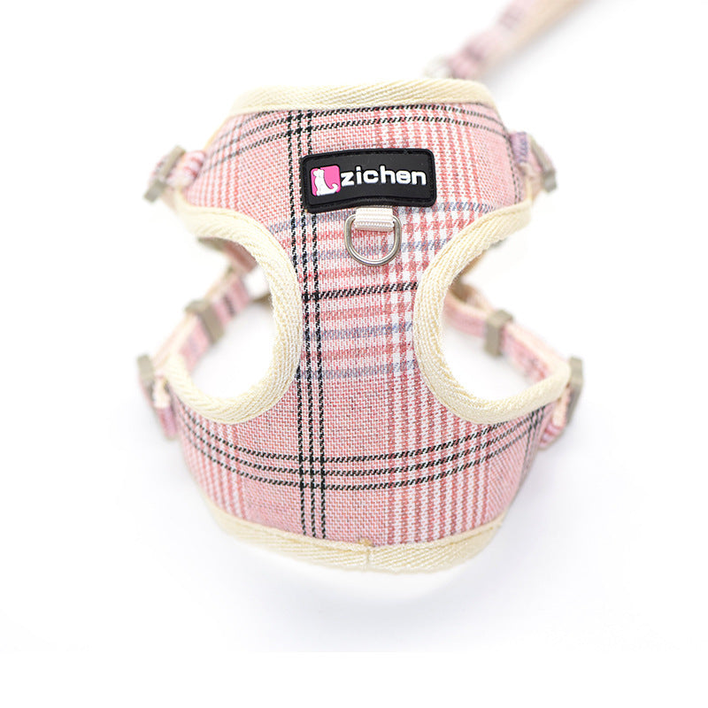 Checkered Chest Back Teddy Traction Rope
