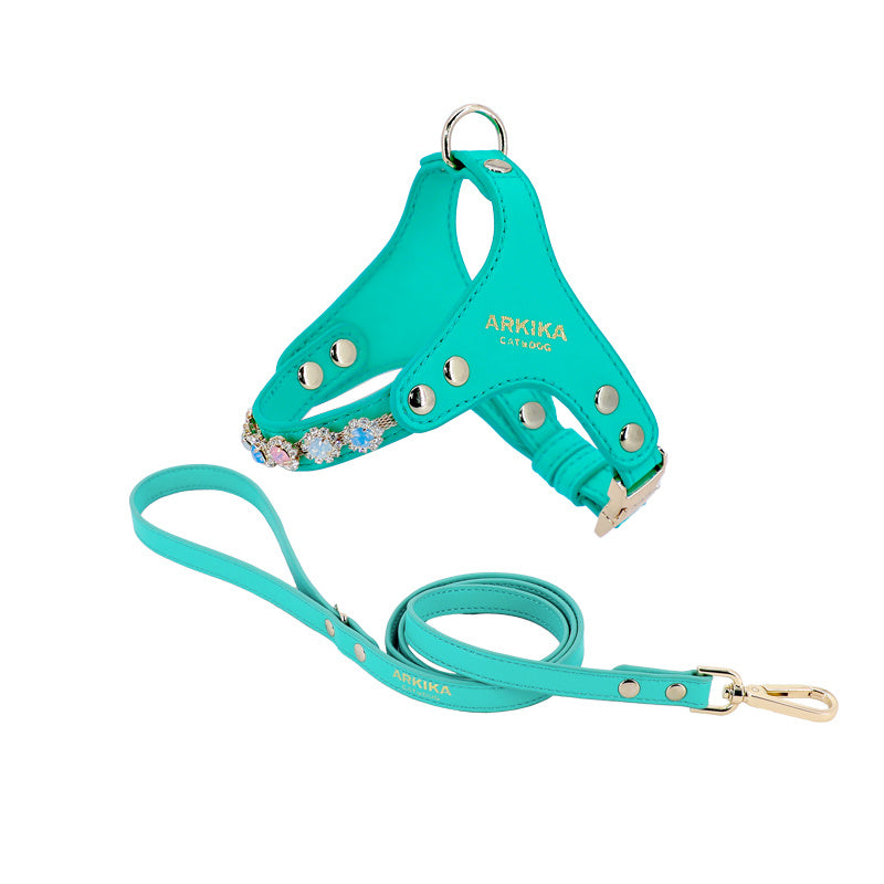 Pet Rhinestone PU Leather Adjustable Leash