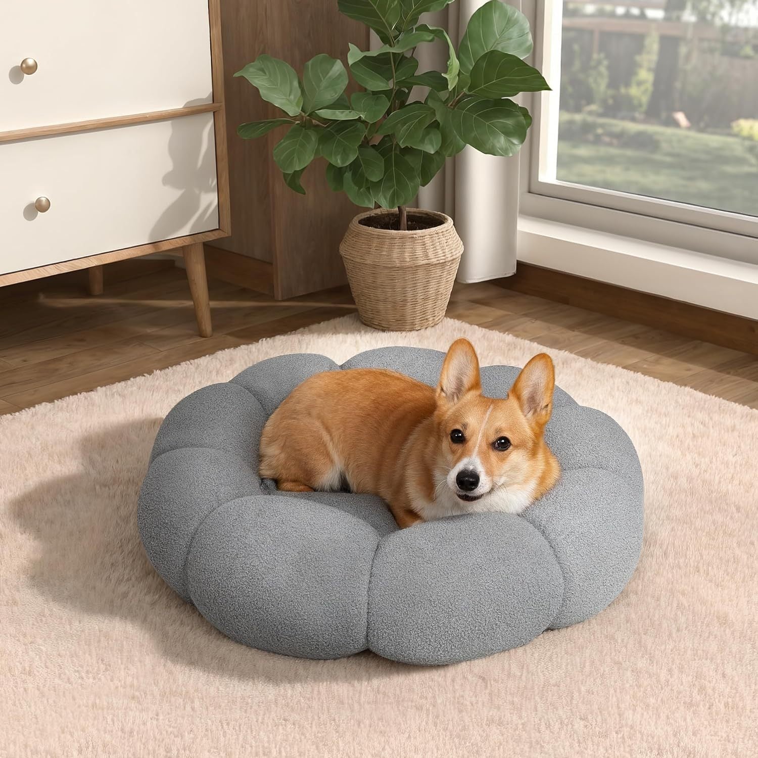 Fluffy Flower Cat Dog Bed