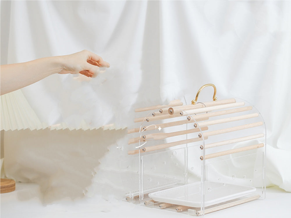 Full Transparent Bird Log Acrylic Cage