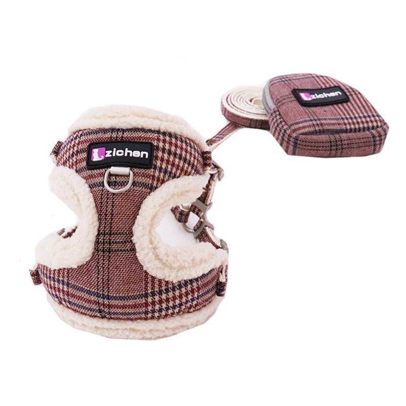 Checkered Chest Back Teddy Traction Rope