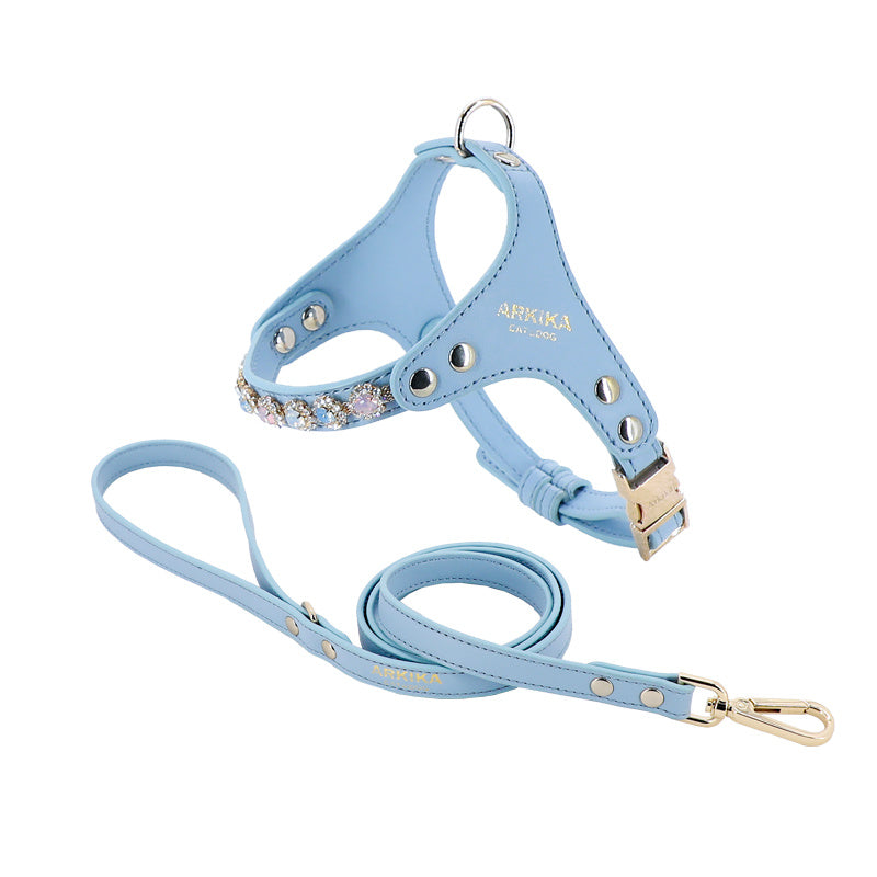 Pet Rhinestone PU Leather Adjustable Leash